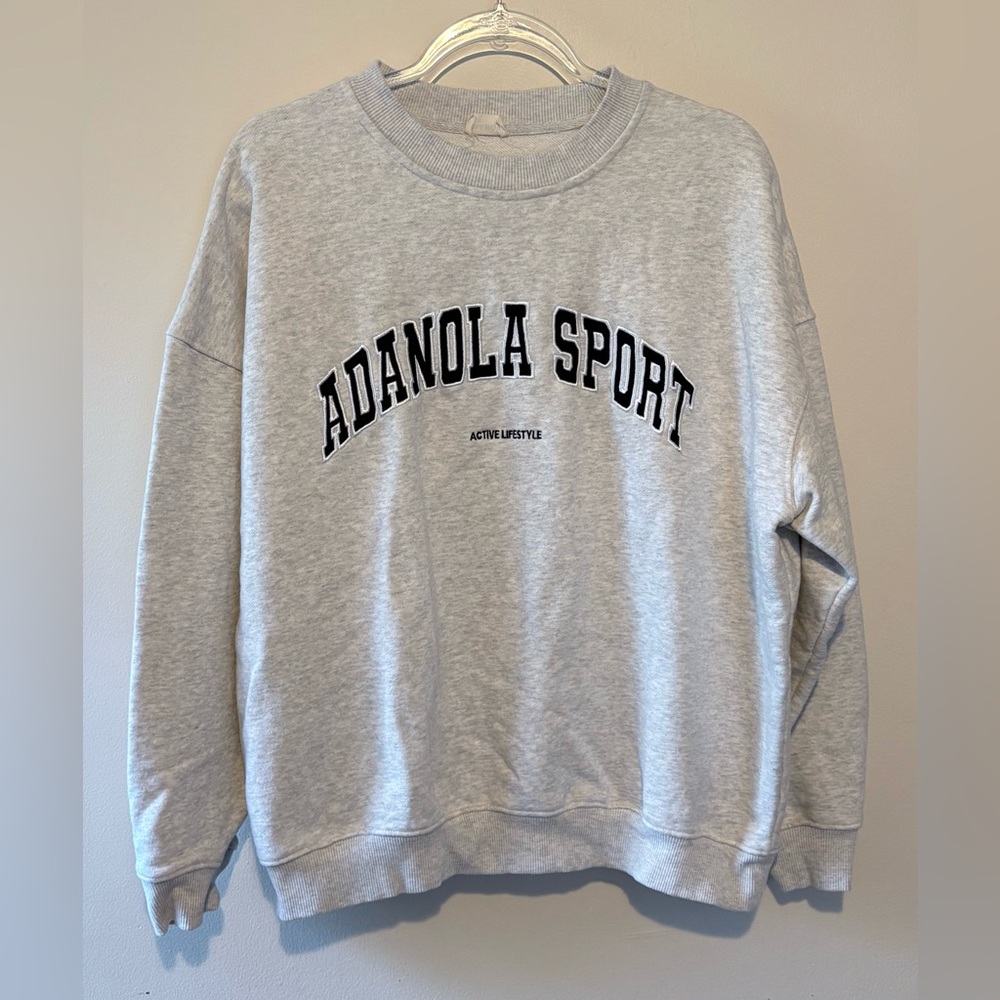Adanola Sport Crewneck Sweatshirt in Light Gray with Black Lettering - Picture 4 of 8